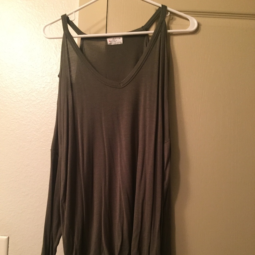 Olive green long sleeve top